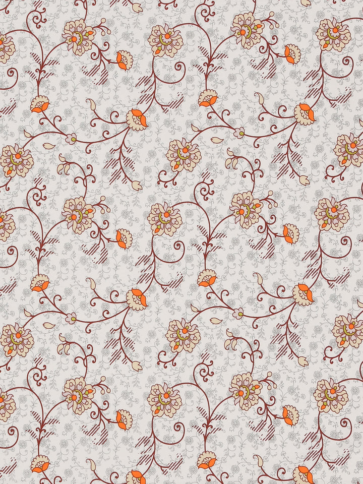Cotton 180TC Double Bed Bedsheet With 2 Pillow Covers; Beige Orange Flowers
