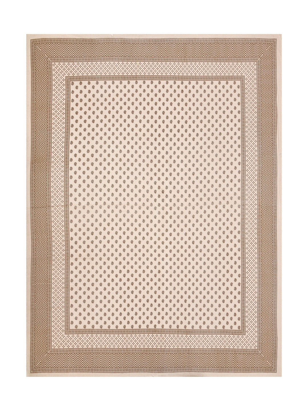 Cotton 210TC King Size Bedsheet With 2 Pillow Covers; Brown Motif