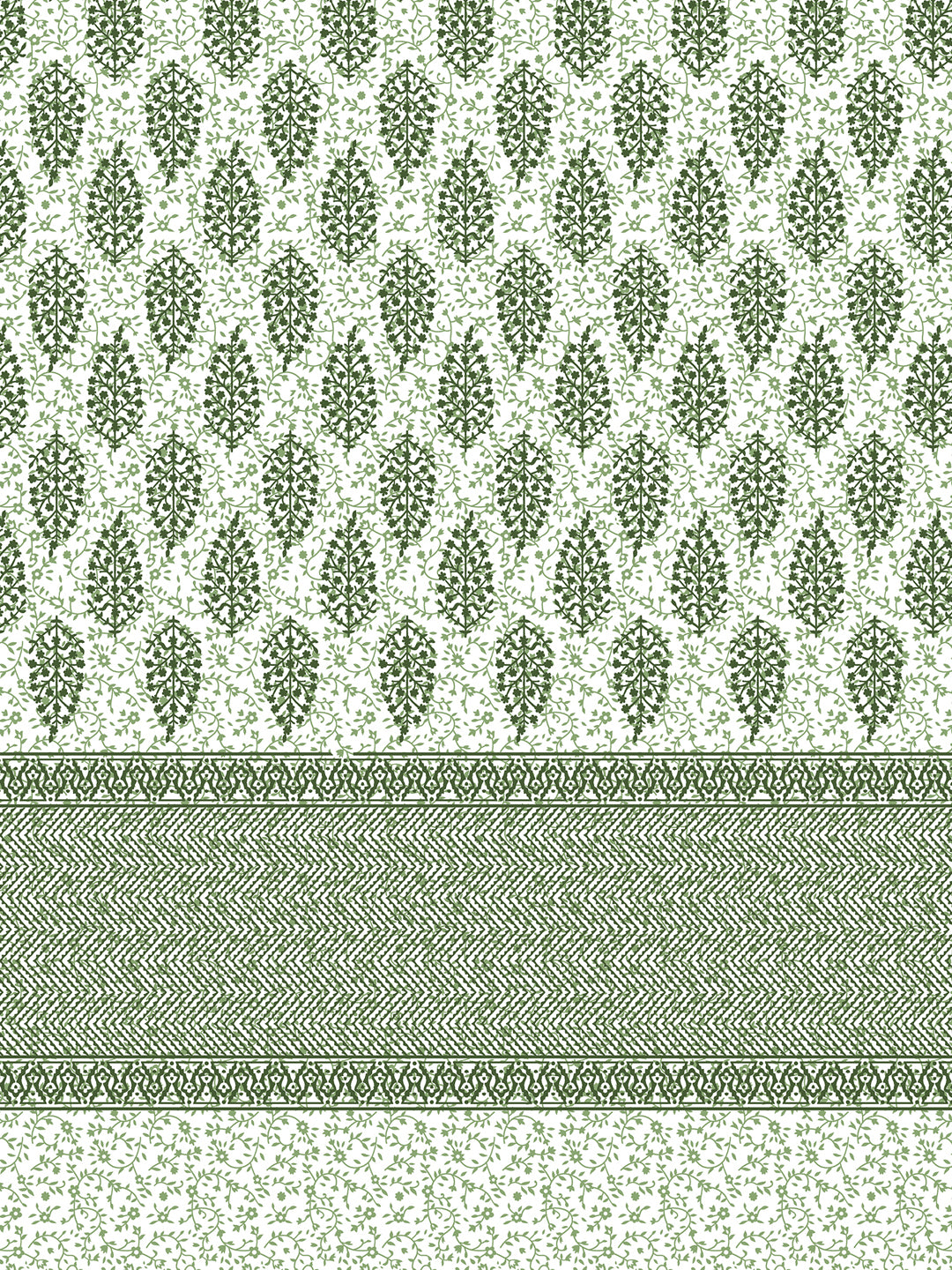 Cotton 210TC King Size Bedsheet With 2 Pillow Covers; Big Green Motif