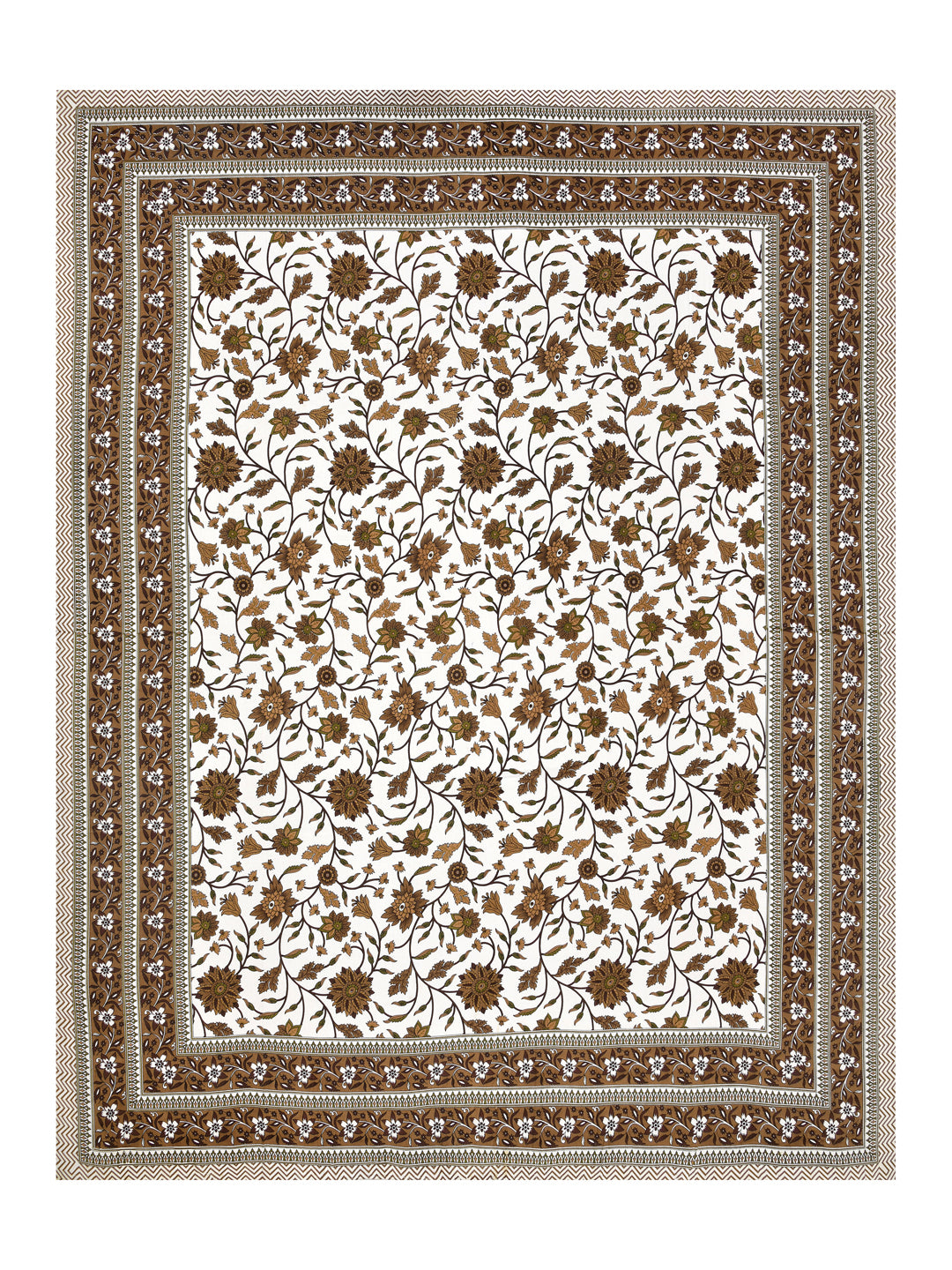 Cotton 210TC King Size Bedsheet With 2 Pillow Covers; Brown Flowers