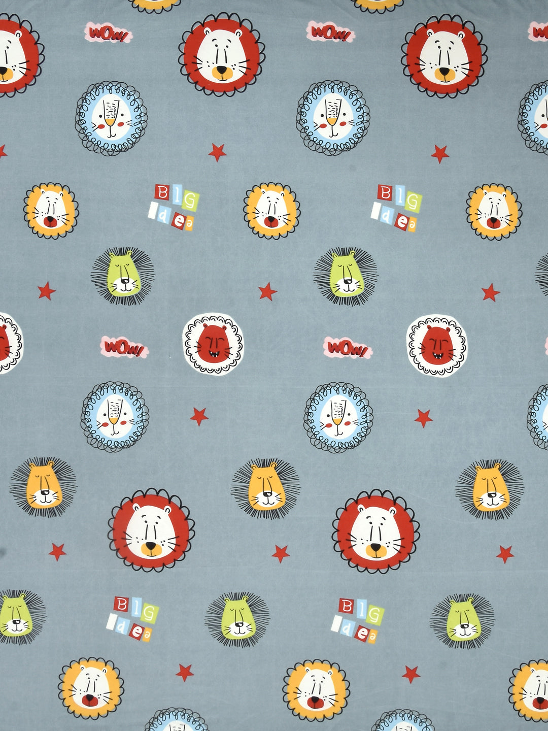 Micro Cotton 220TC Double Bed Bedsheet With 2 Pillow Covers; Animal Face On Grey