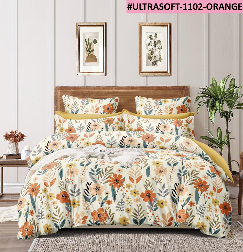 Fitted King Size Bedsheet With 2 Pillow Covers; Multicolor Flowers