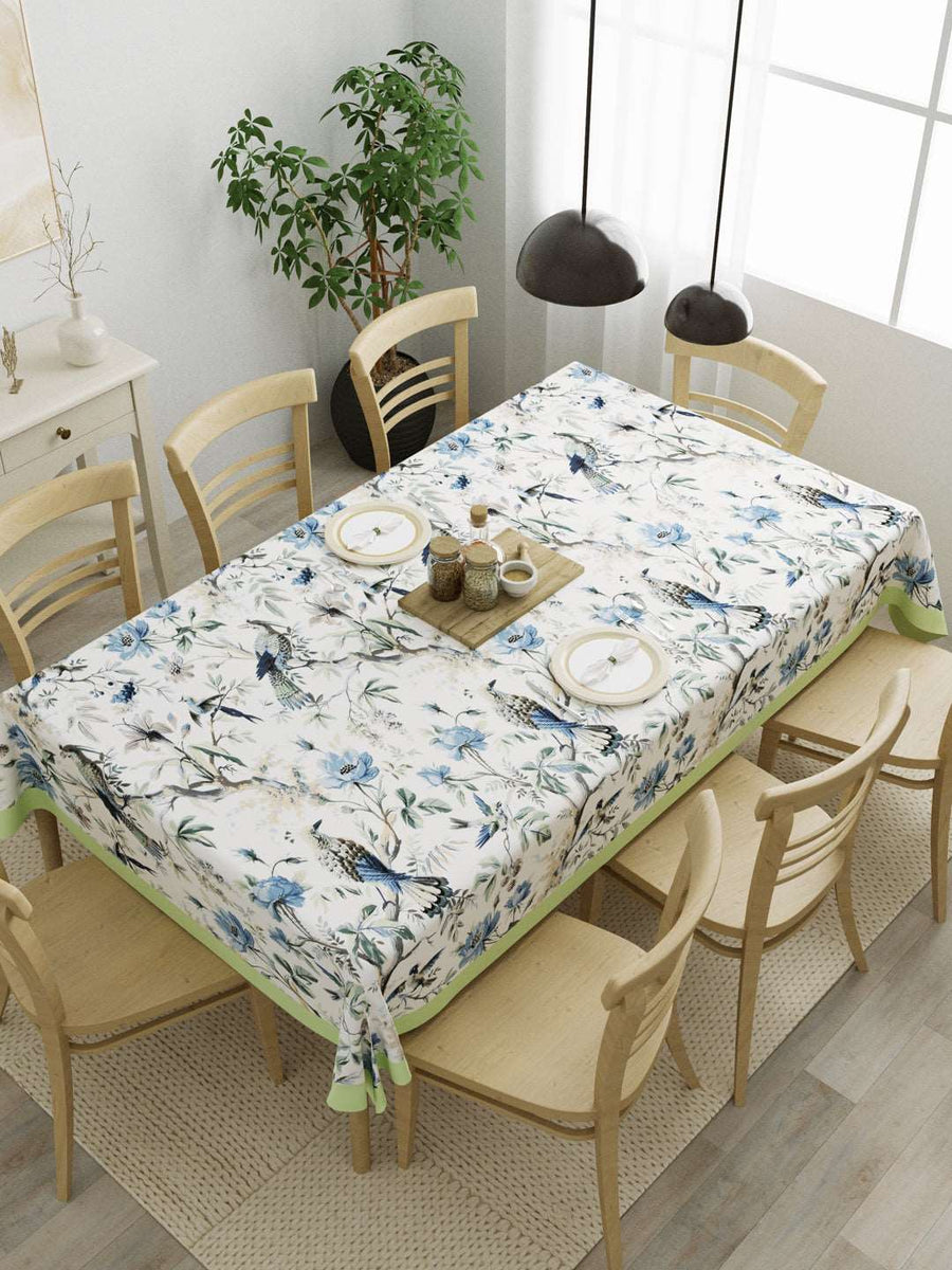 100% Cotton Table Cover; Blue & Green