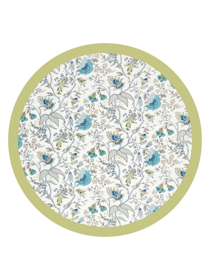 100% Cotton 4 Seater Round Table Cover; 60x60 Inches; Teal & Grey