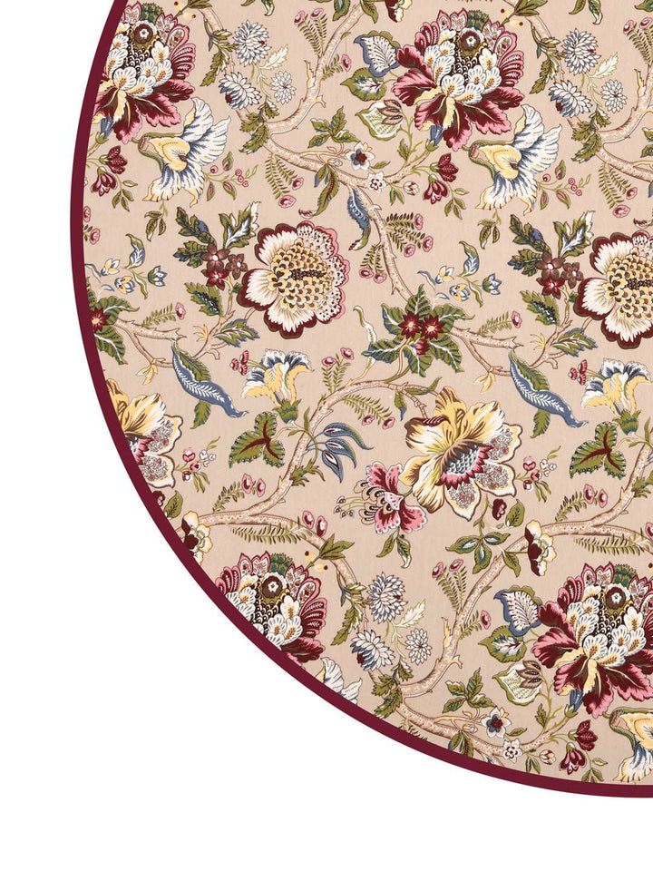 100% Cotton 4 Seater Round Table Cover; 60x60 Inches; Multicolor Flowers