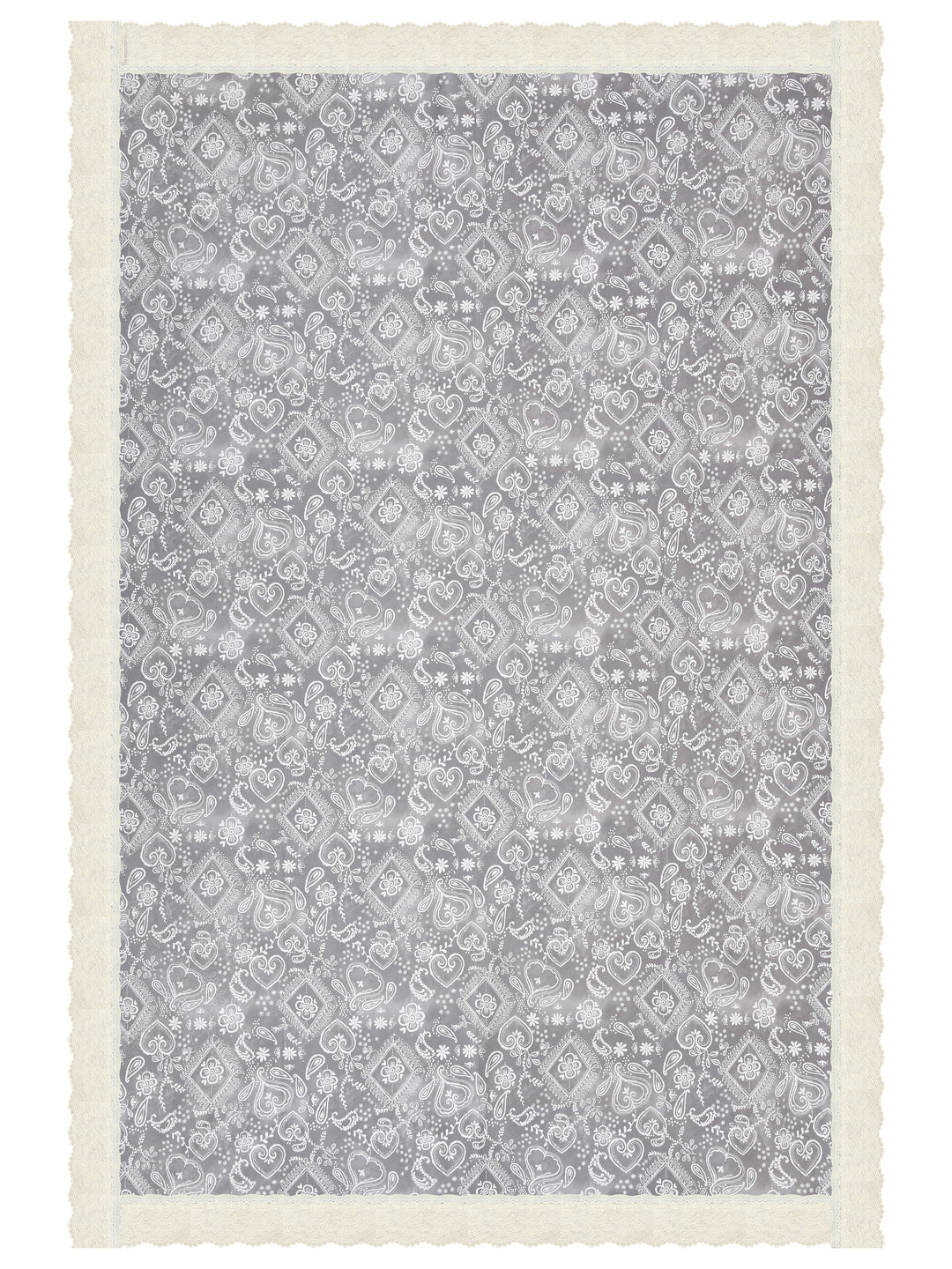 8 Seater Dining Table Cover; Material - PVC; Anti Slip; White Print On Grey