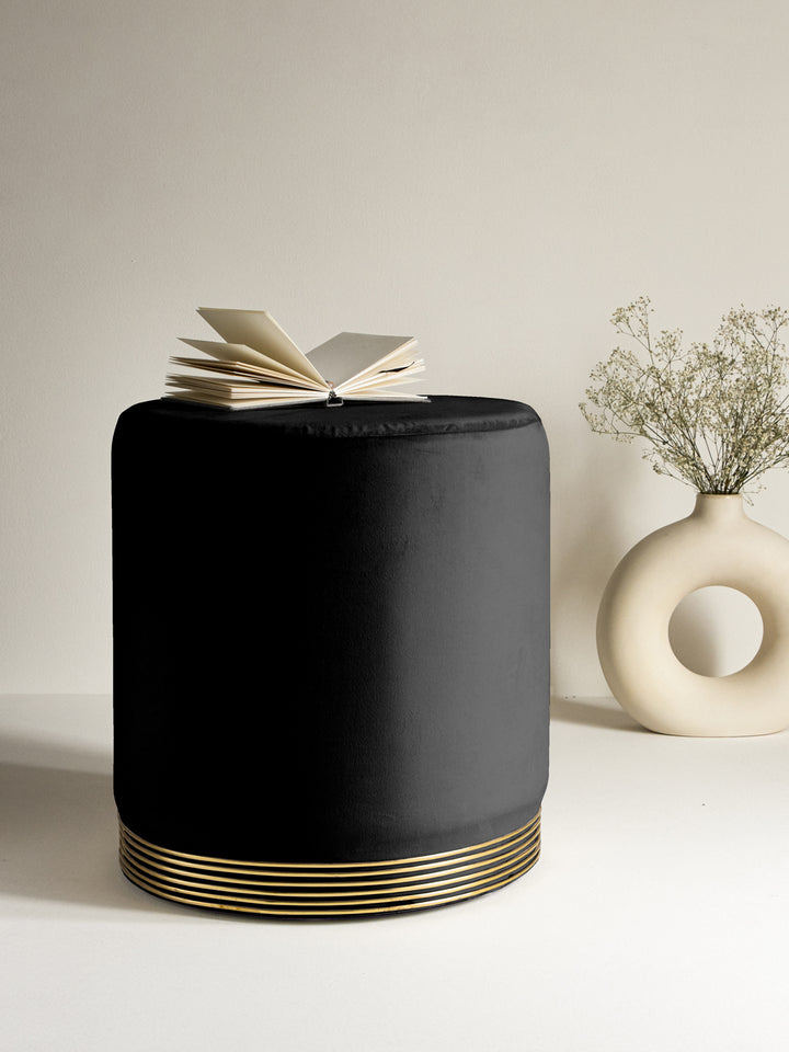 Midnight Black Stool With Gold Rings