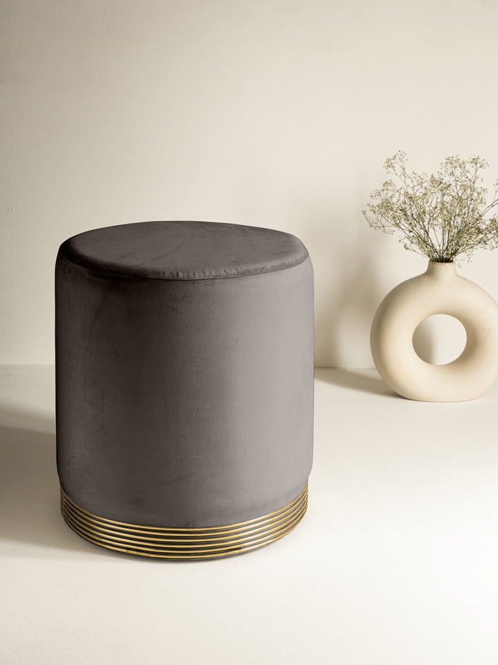 Fossil Grey Stool With Gold Rings