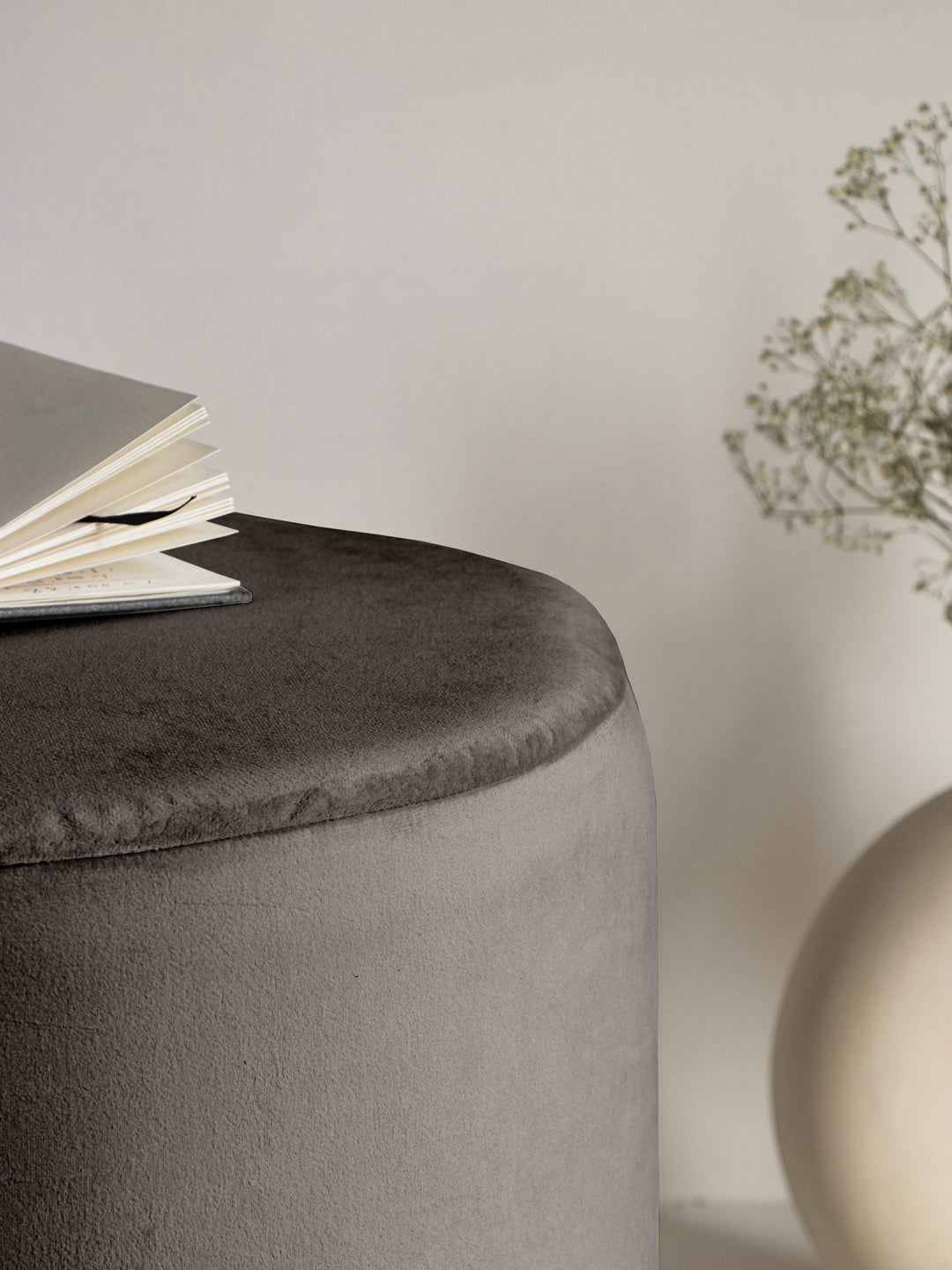 Fossil Grey Stool With Gold Rings