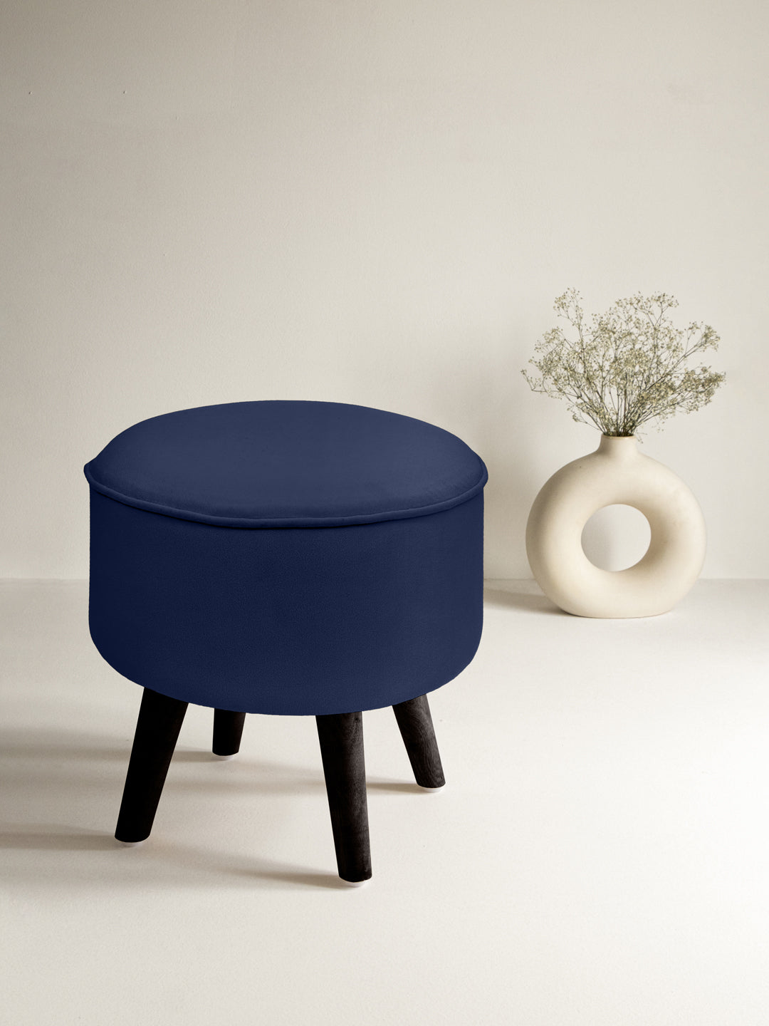 Resolution Blue Ottoman With Wooden Legs