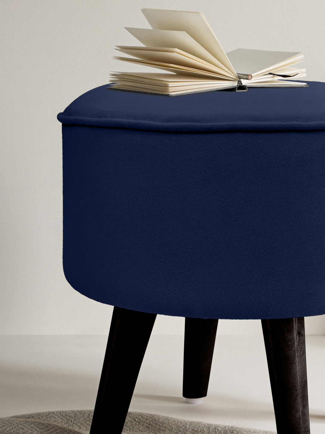 Resolution Blue Ottoman With Wooden Legs