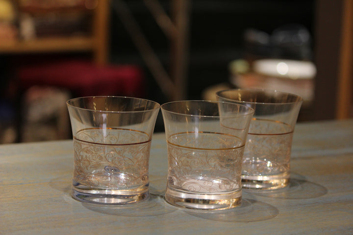 Premium Traditional Golden Wiskey Glasses; Set Of 6