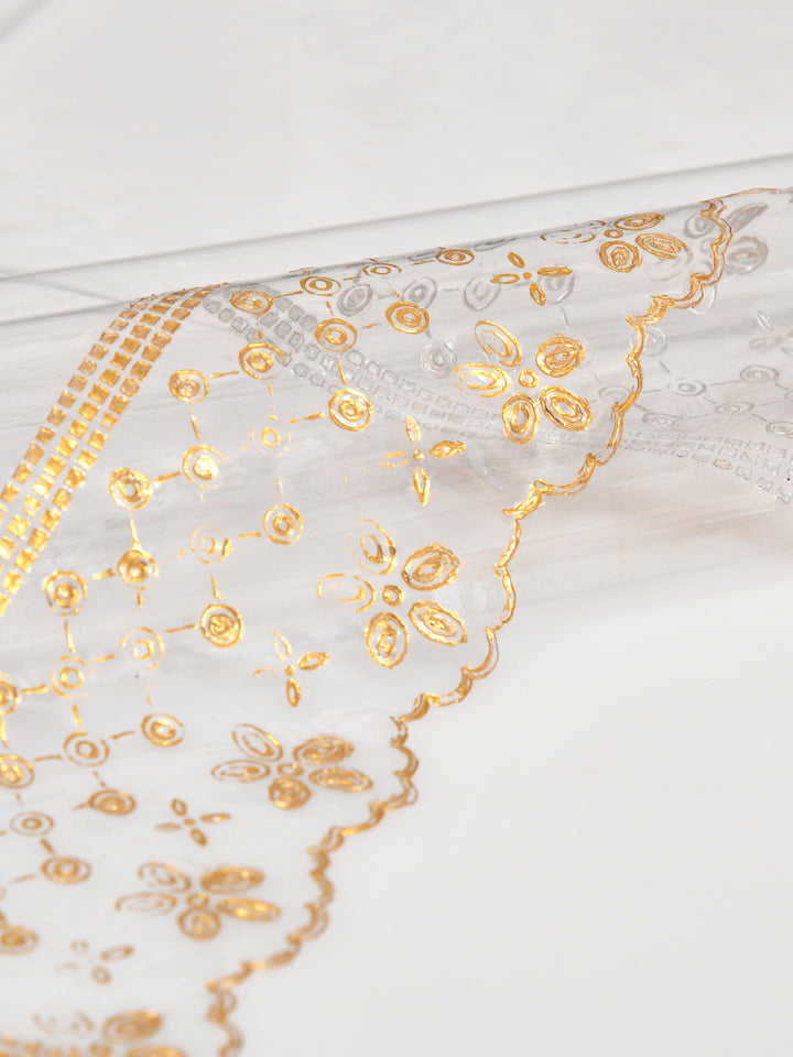 Centre Table Cover; 40x60 Inches; PVC; Anti Slip; Golden Lace Tipping