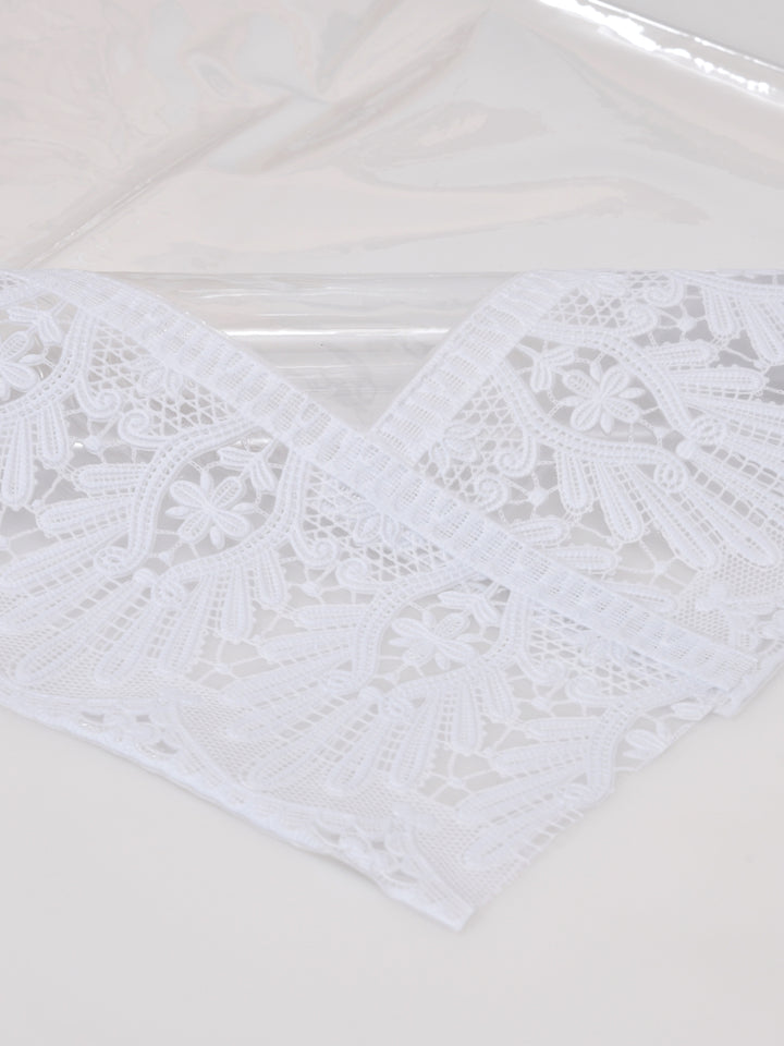 Centre Table Cover; 40x60 Inches; PVC; Anti Slip; White Lace