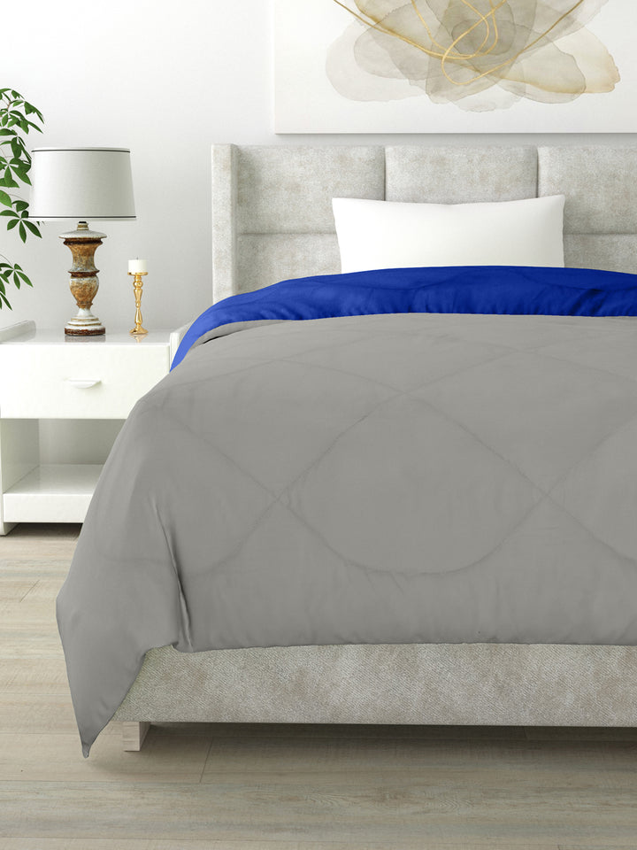 Reversible Single Bed Comforter 200 GSM 60x90 Inches (Blue & Grey)