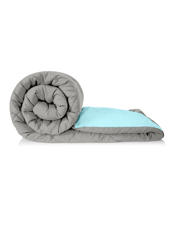 Reversible Single Bed Comforter 200 GSM 60x90 Inches (Aqua Blue & Grey)