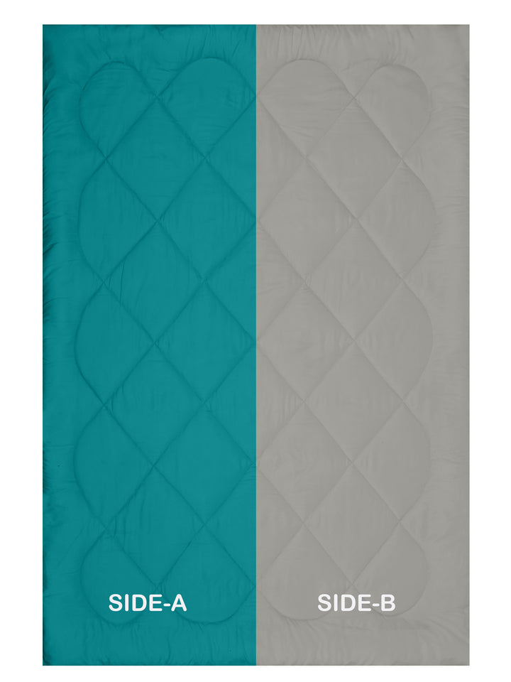 Reversible Single Bed Comforter 200 GSM 60x90 Inches (Cyan & Grey)