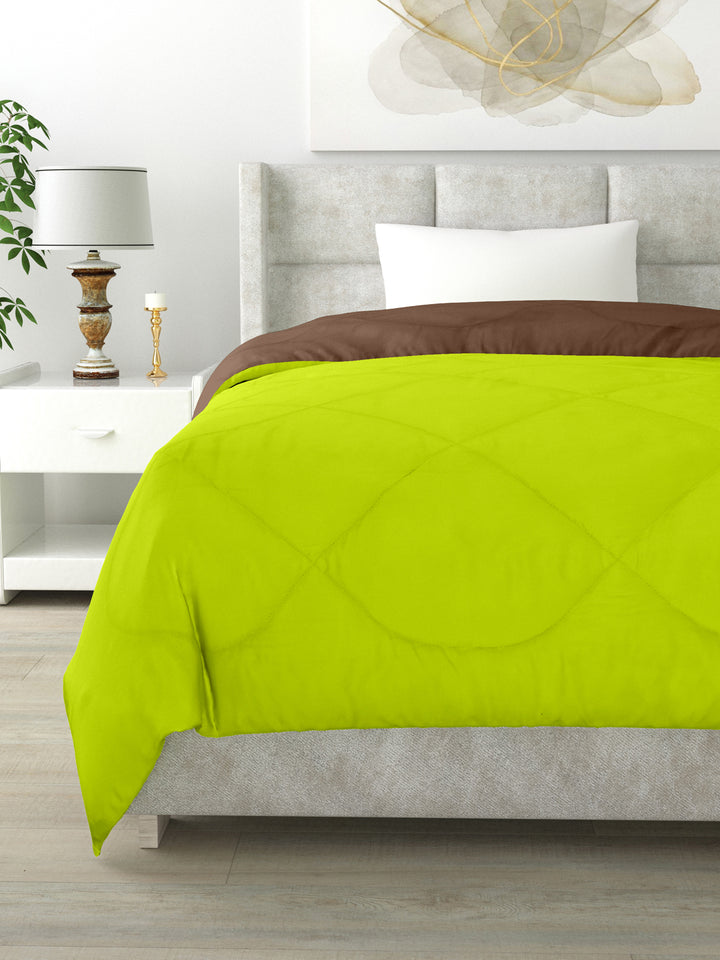 Reversible Single Bed Comforter 200 GSM 60x90 Inches (Green & Brown)