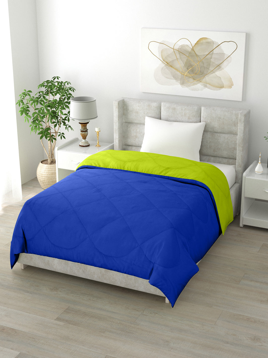 Reversible Single Bed Comforter 200 GSM 60x90 Inches (Blue & Green)