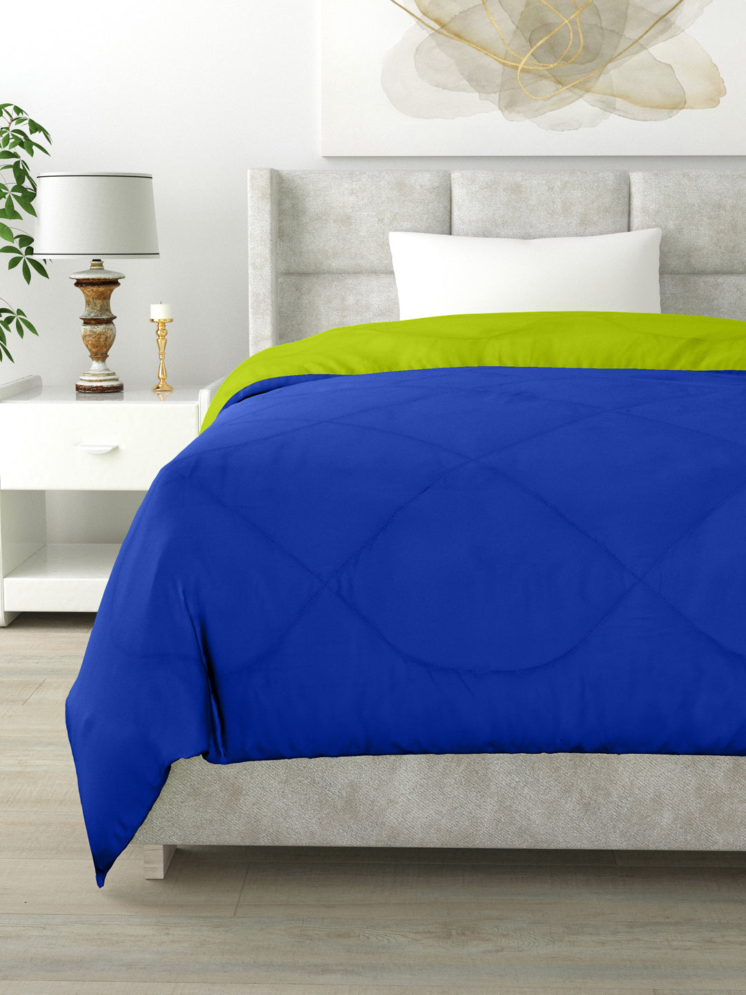 Reversible Single Bed Comforter 200 GSM 60x90 Inches (Blue & Green)