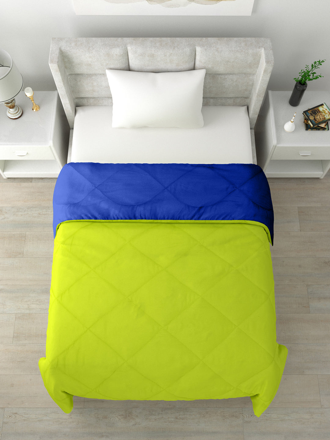 Reversible Single Bed Comforter 200 GSM 60x90 Inches (Blue & Green)