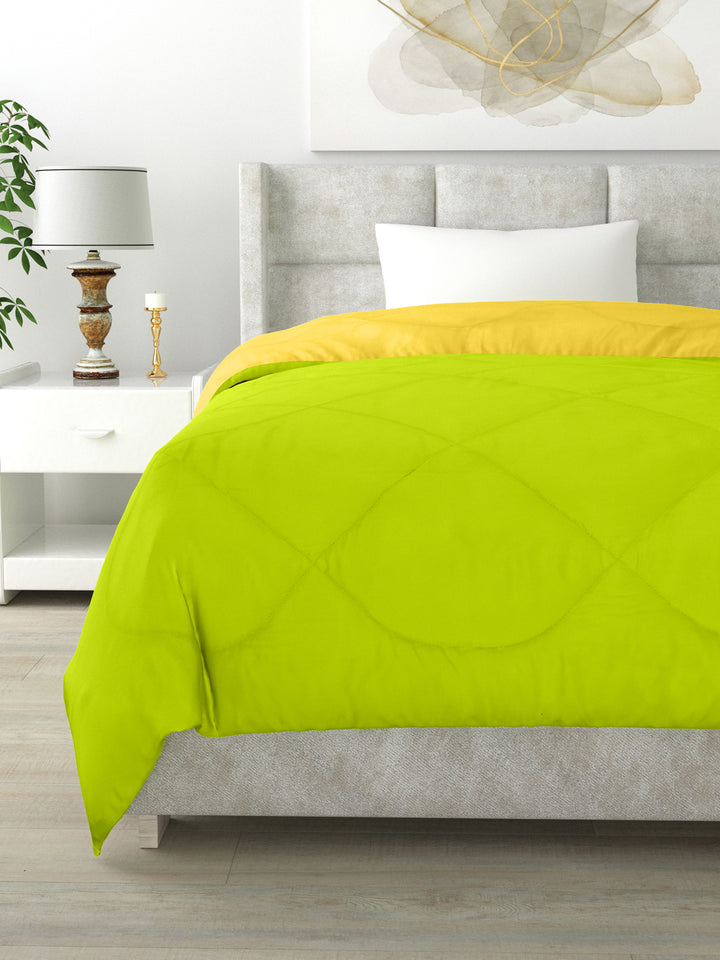 Reversible Single Bed Comforter 200 GSM 60x90 Inches (Yellow & Green)