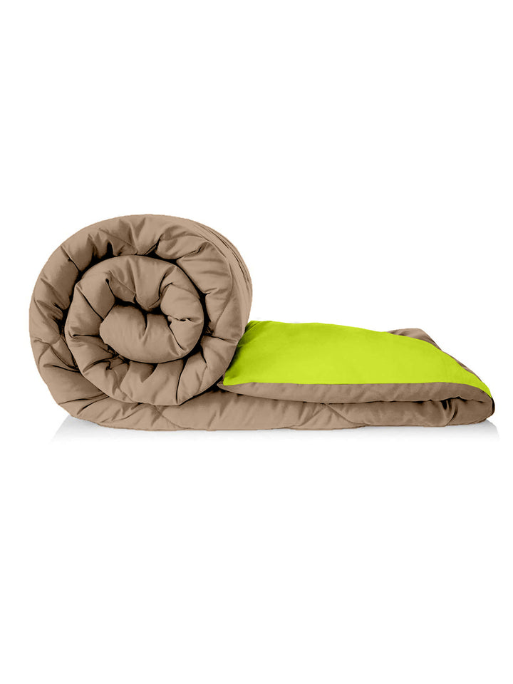 Reversible Single Bed Comforter 200 GSM 60x90 Inches (Taupe & Green)