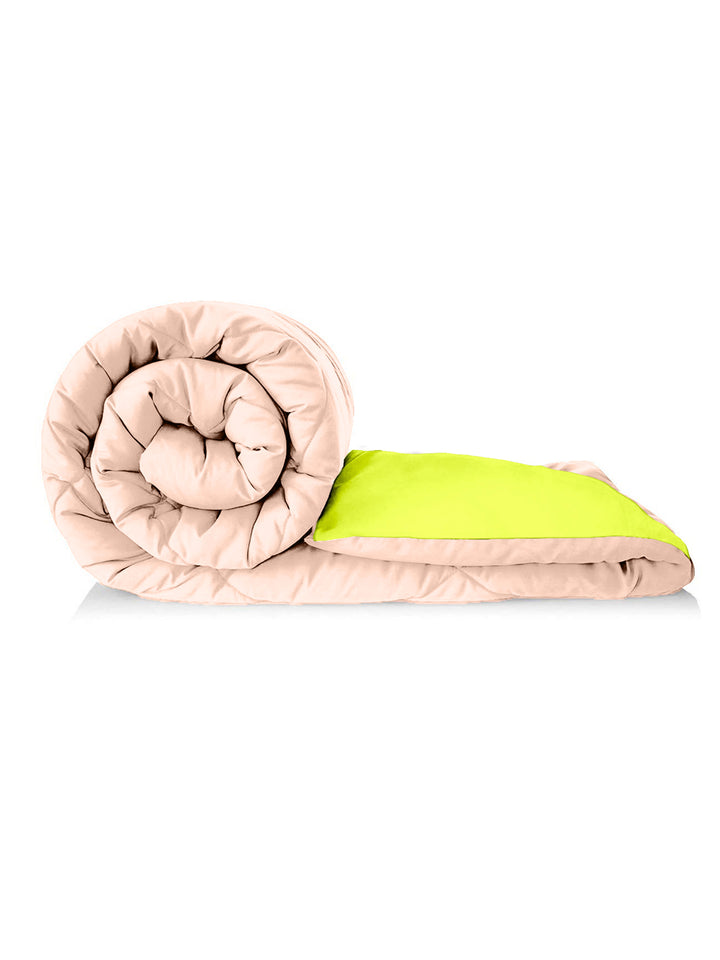 Reversible Single Bed Comforter 200 GSM 60x90 Inches (Peach & Green)