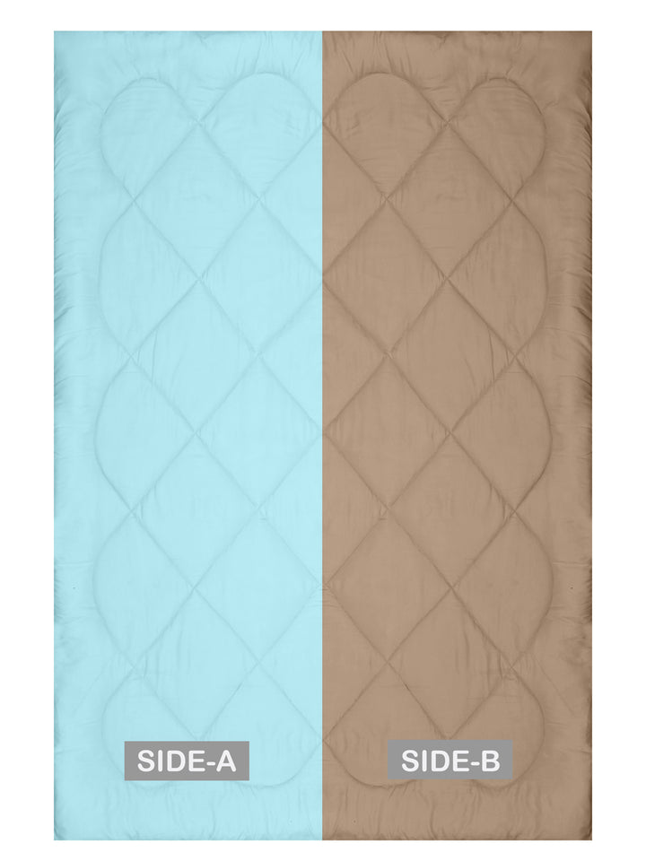 Reversible Single Bed Comforter 200 GSM 60x90 Inches (Aqua Blue & Taupe)