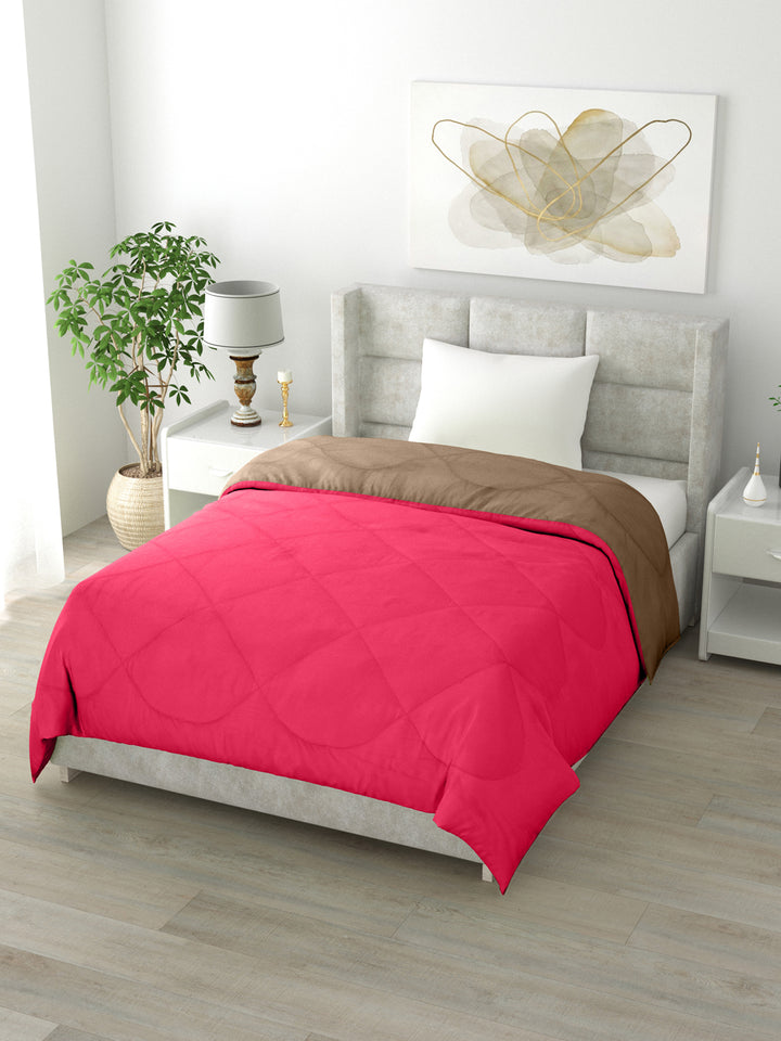 Reversible Single Bed Comforter 200 GSM 60x90 Inches (Pink & Taupe)