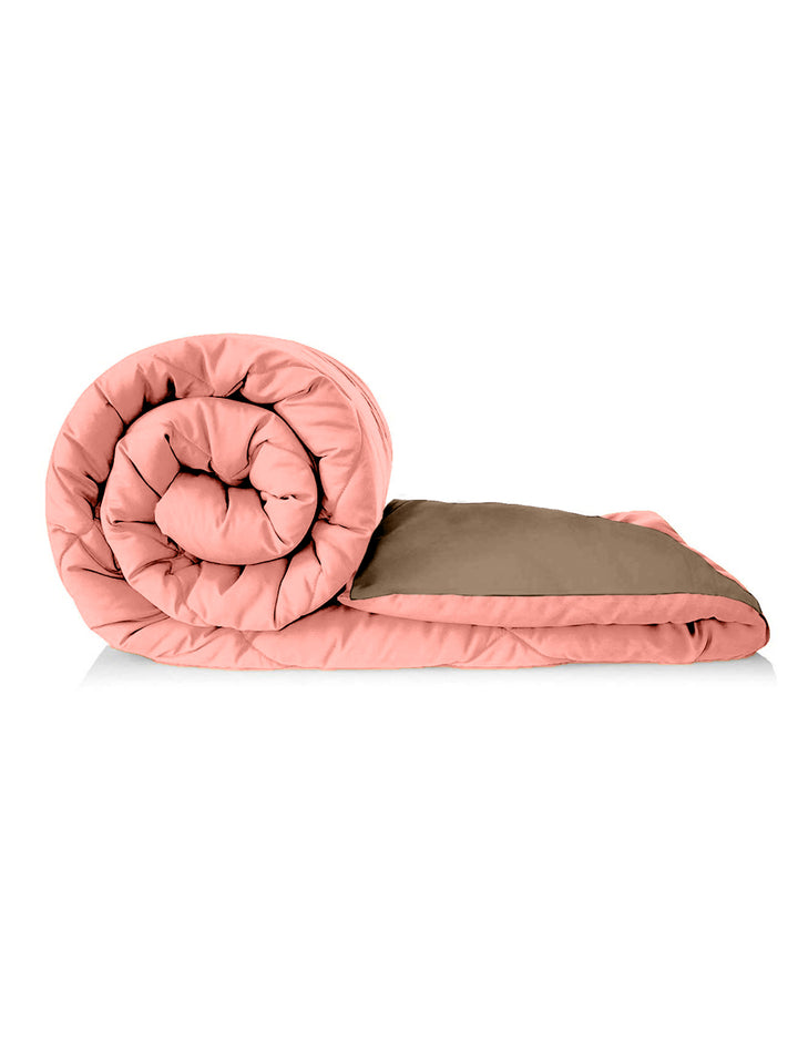 Reversible Single Bed Comforter 200 GSM 60x90 Inches (Candy Peach & Taupe)