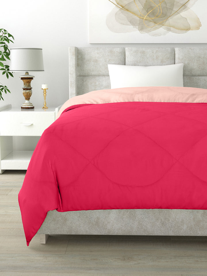 Reversible Single Bed Comforter 200 GSM 60x90 Inches (Pink & Peach)
