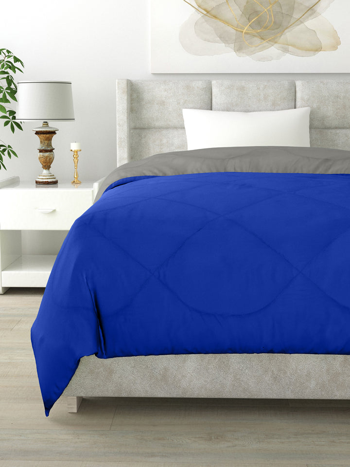 Reversible Single Bed Comforter 200 GSM 60x90 Inches (Grey & Blue)