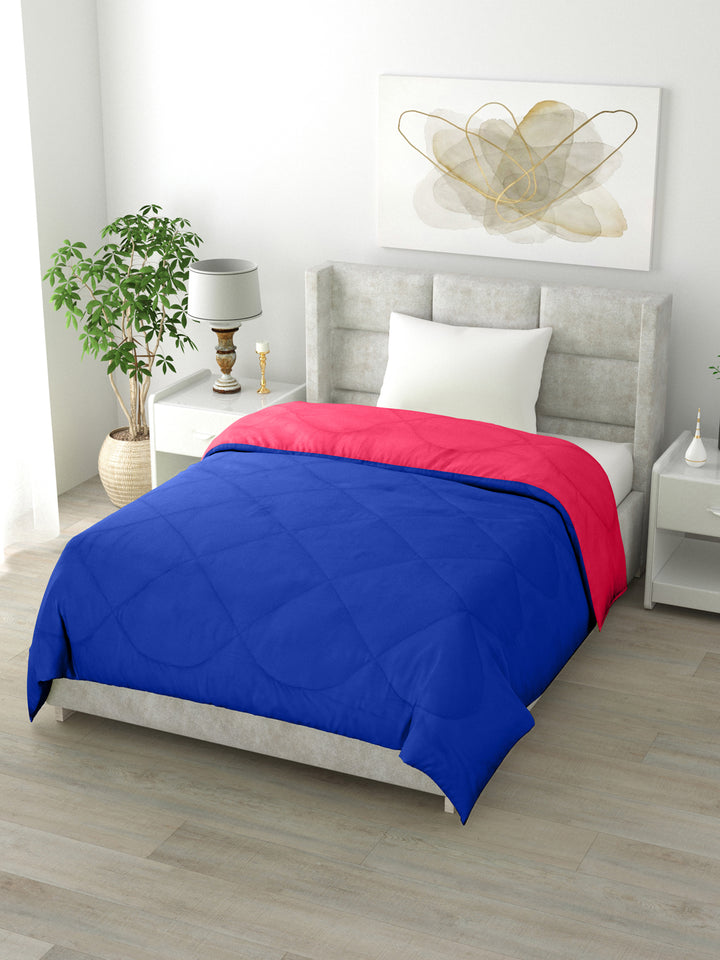 Reversible Single Bed Comforter 200 GSM 60x90 Inches (Blue & Pink)
