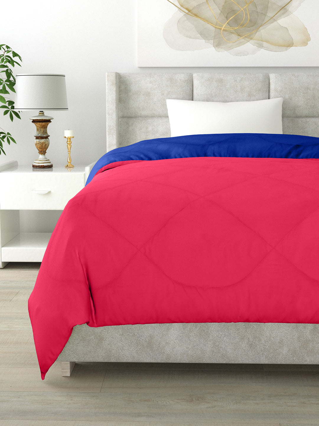 Reversible Single Bed Comforter 200 GSM 60x90 Inches (Blue & Pink)