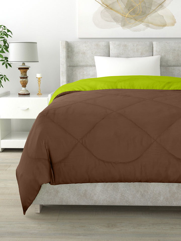 Reversible Single Bed Comforter 200 GSM 60x90 Inches (Brown & Green)