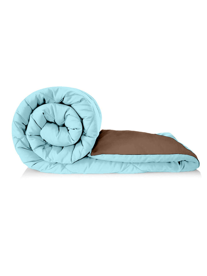 Reversible Single Bed Comforter 200 GSM 60x90 Inches (Brown & Aqua Blue)