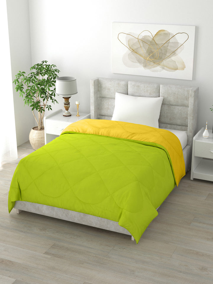 Reversible Single Bed Comforter 200 GSM 60x90 Inches (Green & Yellow)