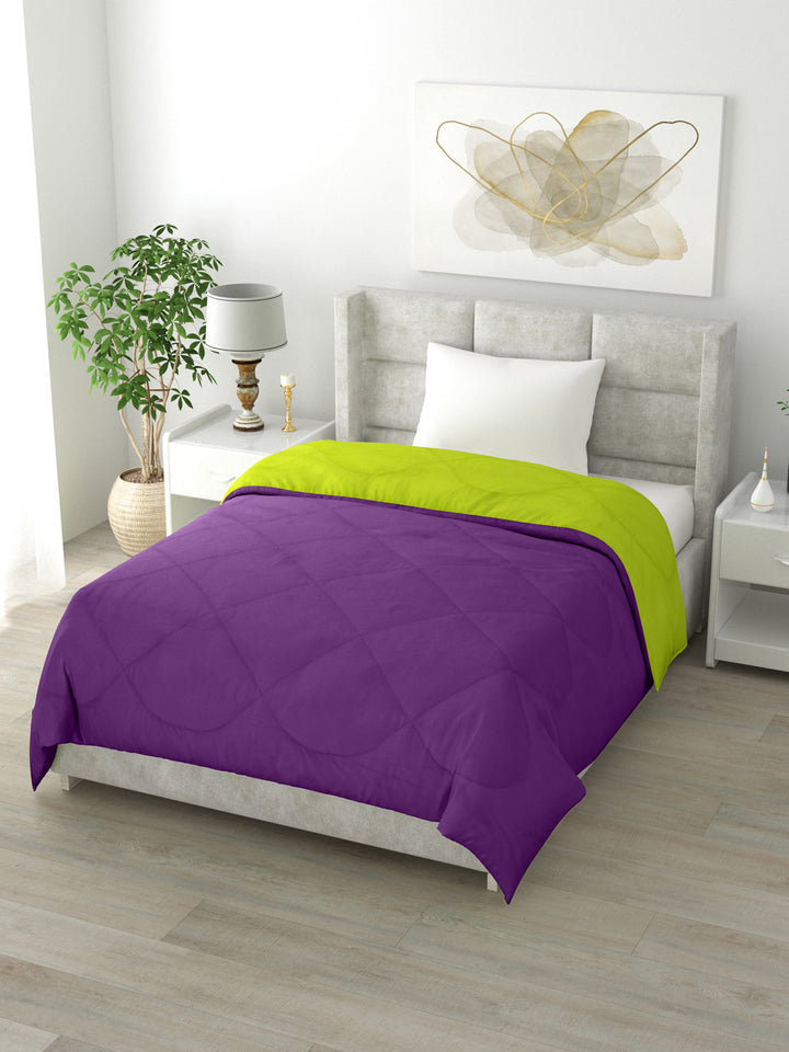 Reversible Single Bed Comforter 200 GSM 60x90 Inches (Green & Purple)