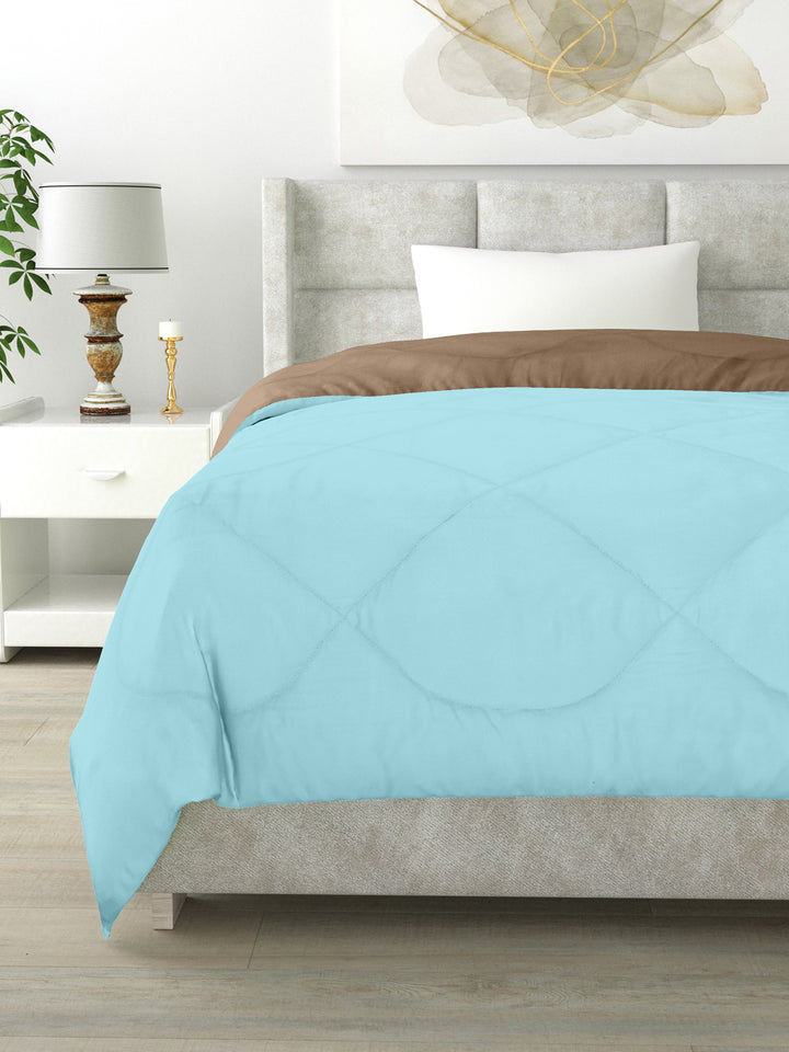 Reversible Single Bed Comforter 200 GSM 60x90 Inches (Taupe & Aqua Blue)