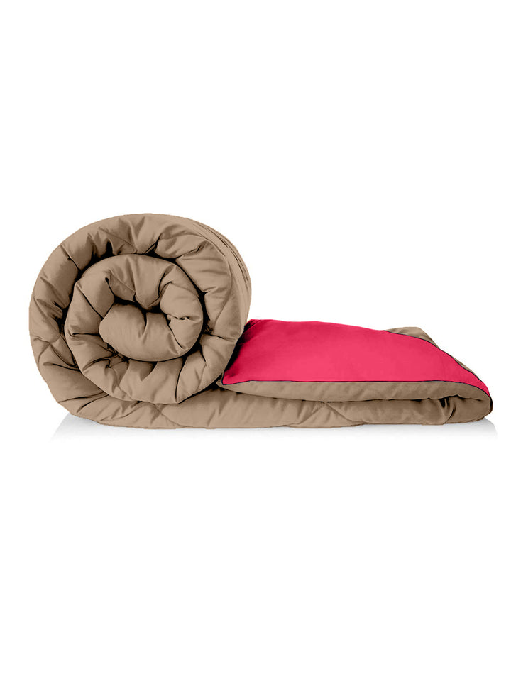 Reversible Single Bed Comforter 200 GSM 60x90 Inches (Taupe & Pink)