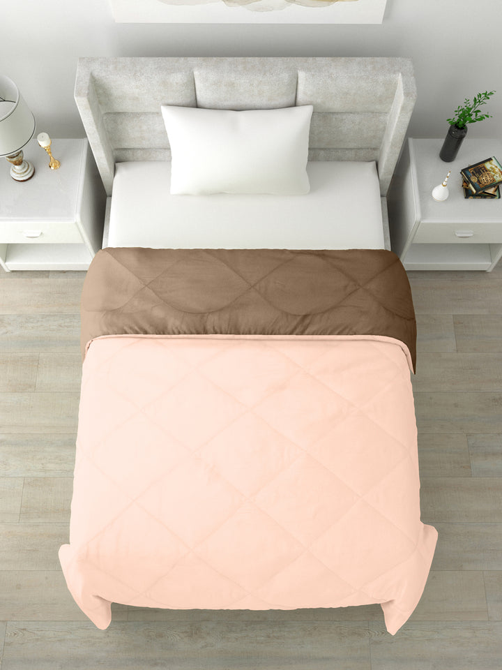 Reversible Single Bed Comforter 200 GSM 60x90 Inches (Taupe & Peach)