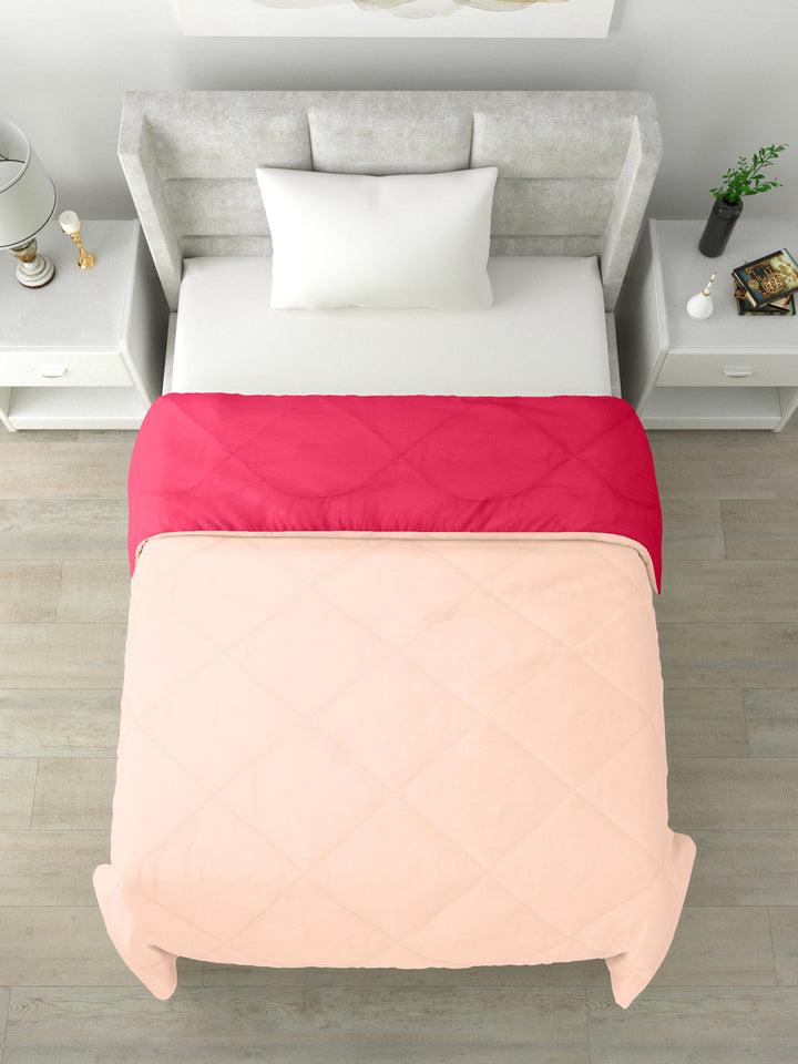 Reversible Single Bed Comforter 200 GSM 60x90 Inches (Peach & Pink)
