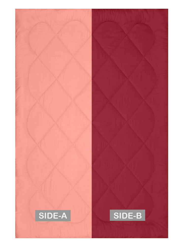 Reversible Single Bed Comforter 200 GSM 60x90 Inches (Maroon & Candy Peach)