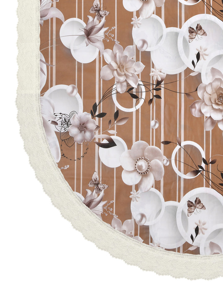 6 Seater Oval Dining Table Cover; 60x90 Inches; Material - PVC; Anti Slip; White Butterfly