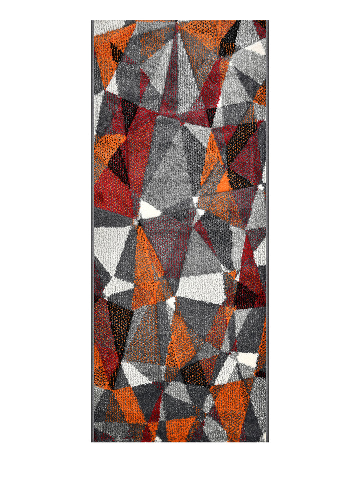 Bedside Runner Carpet Rug With Anti Skid Backing; 57x140 cms; Multicolor Triangles