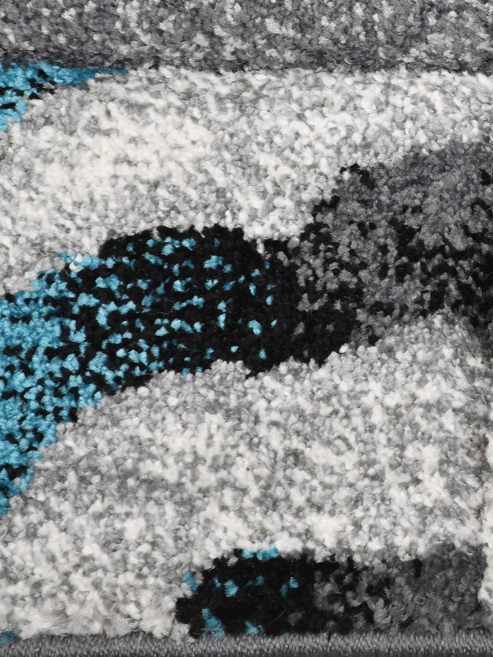 Bedside Runner Carpet Rug With Anti Skid Backing; 57x140 cms; Grey Blue Checks
