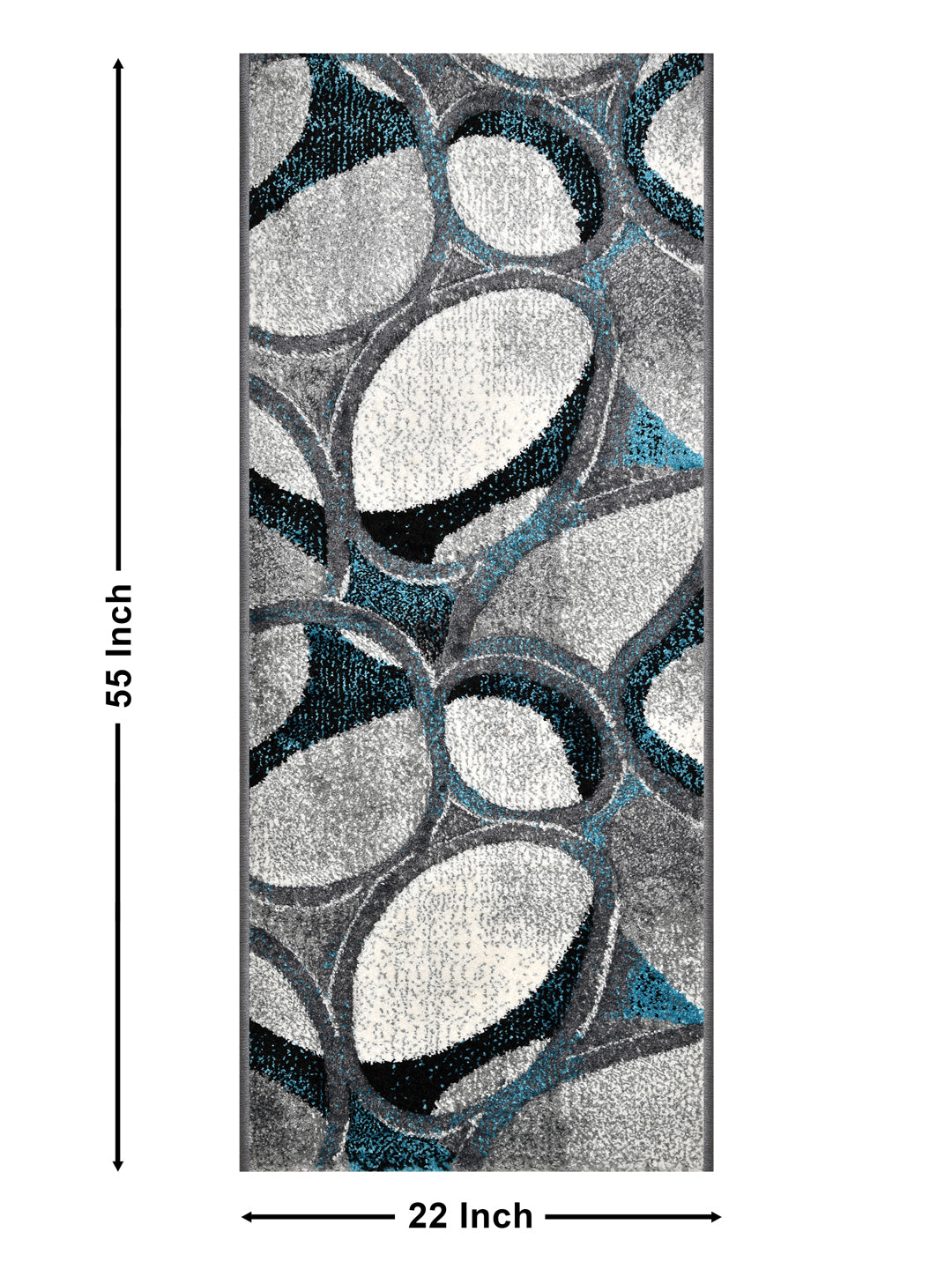 Bedside Runner Carpet Rug With Anti Skid Backing; 57x140 cms; Blue Grey