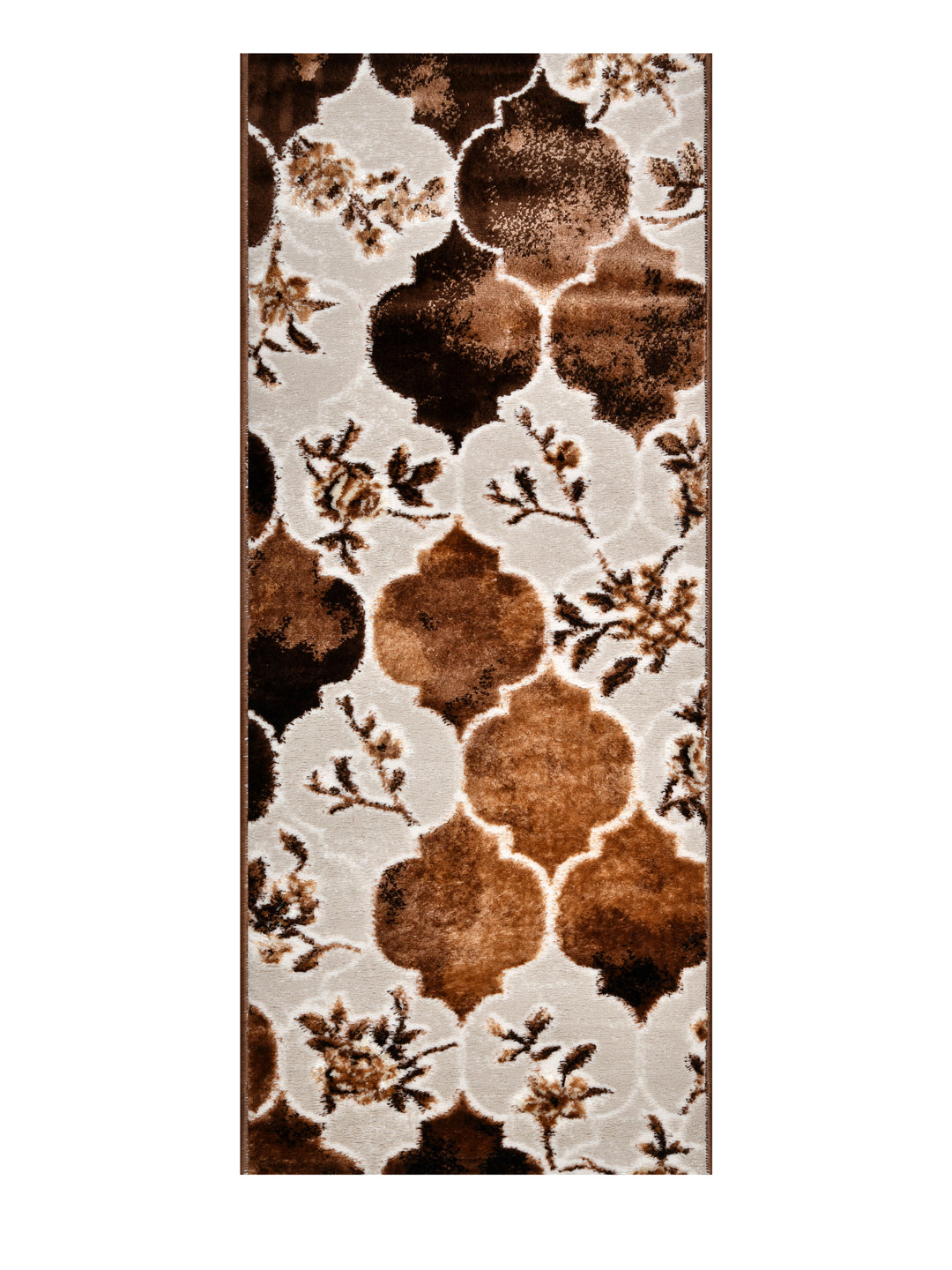 Bedside Runner Carpet Rug With Anti Skid Backing; 57x140 cms; Brown Grey