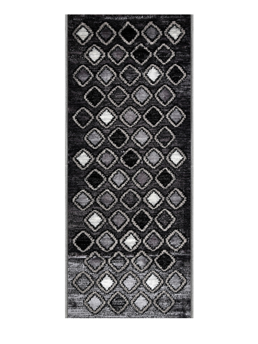 Bedside Runner Carpet Rug With Anti Skid Backing; 57x140 cms; Black Grey